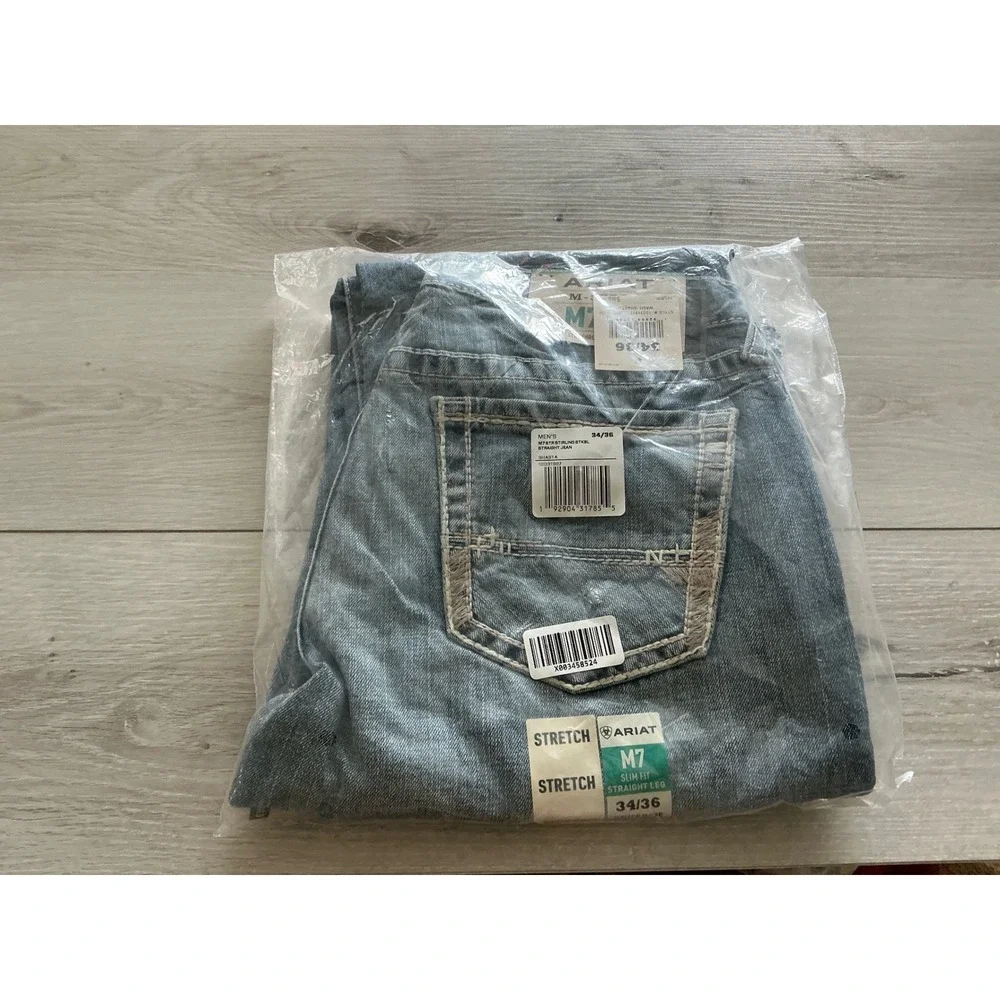 Ariat M7 Slim Fit Straight Leg Jeans‎ Shasta Blue 34/36 New With Tags